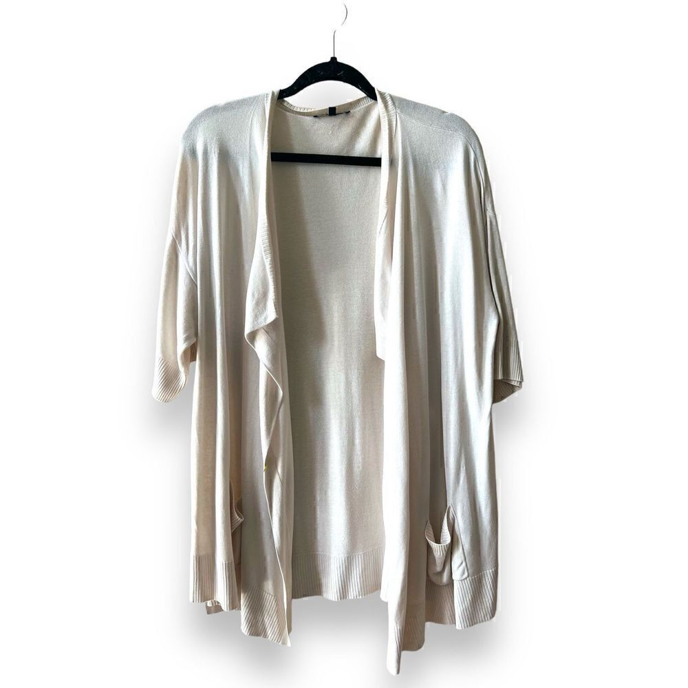 Chaus Waterfall Cardigan XL White Silk Pockets
